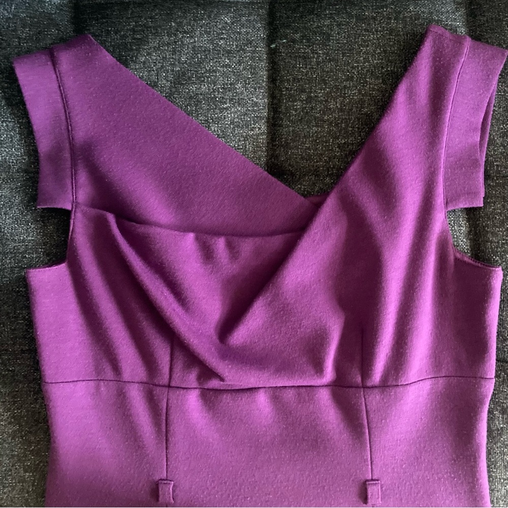 Adrianna Papell Black Halo Jackie O Purple Asymmetrical Sheath Dress - Picture 10 of 15
